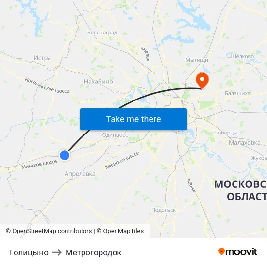 Голицыно to Метрогородок map