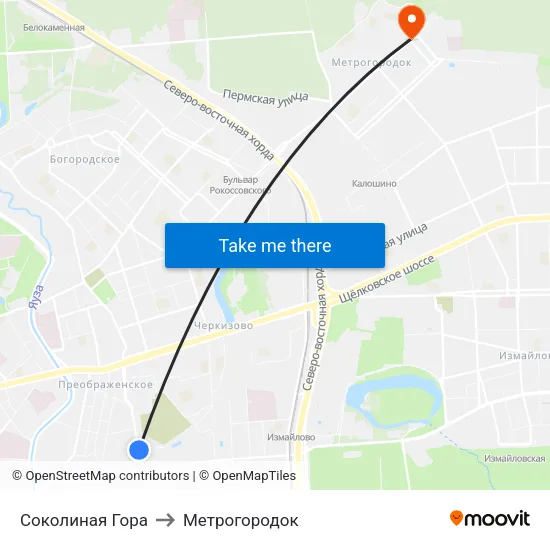 Соколиная Гора to Метрогородок map