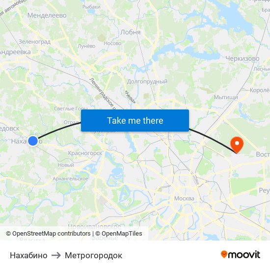 Нахабино to Метрогородок map