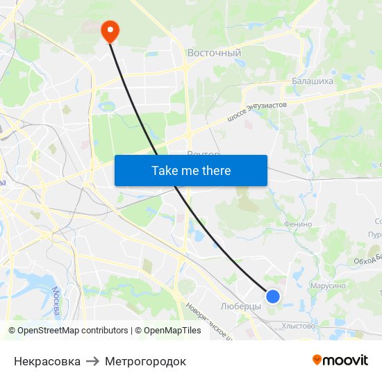 Некрасовка to Метрогородок map