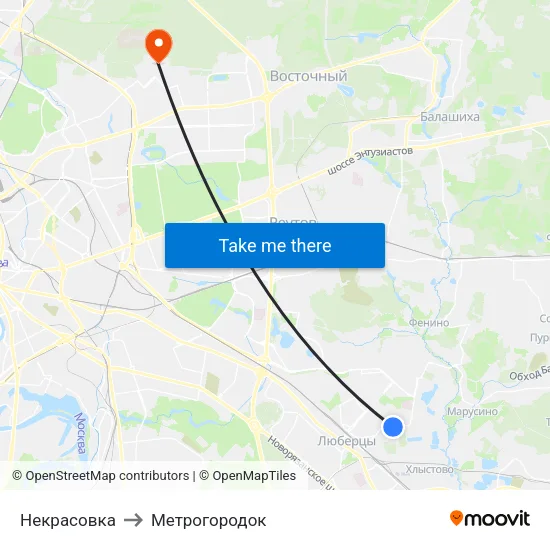 Некрасовка to Метрогородок map