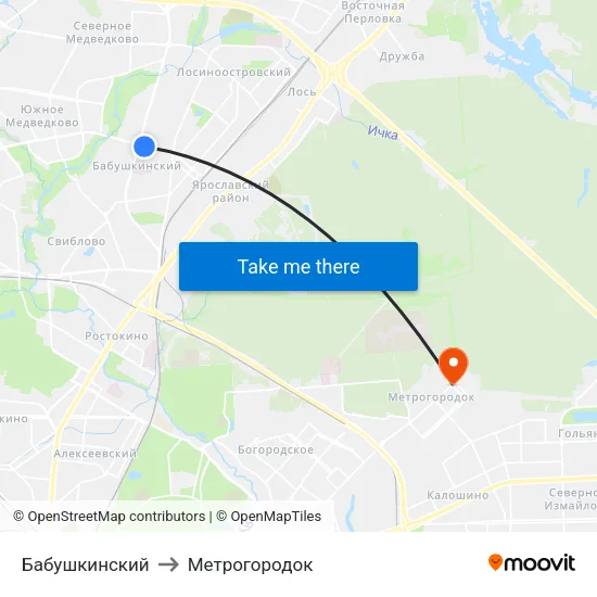 Бабушкинский to Метрогородок map