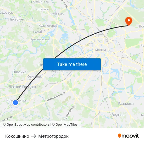 Кокошкино to Метрогородок map