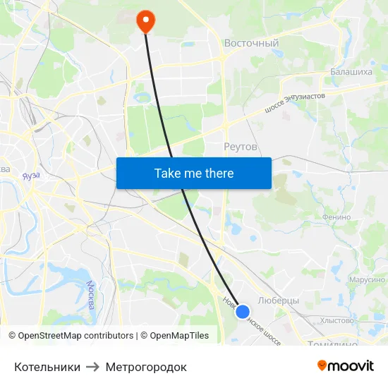 Котельники to Метрогородок map