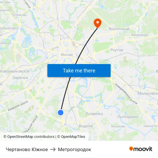 Чертаново Южное to Метрогородок map