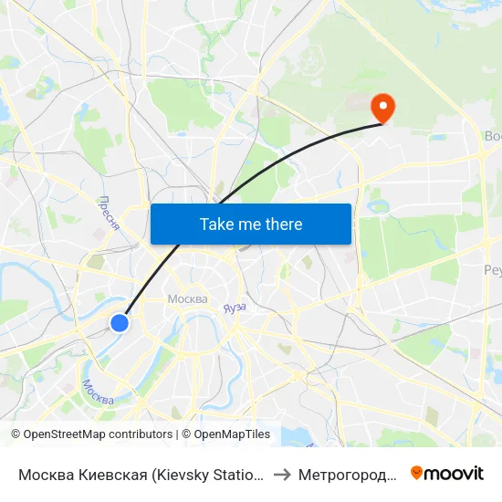 Москва Киевская (Kievsky Station) to Метрогородок map