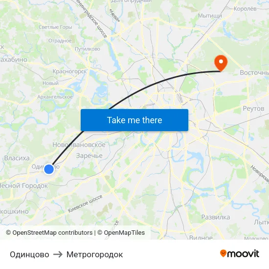 Одинцово to Метрогородок map