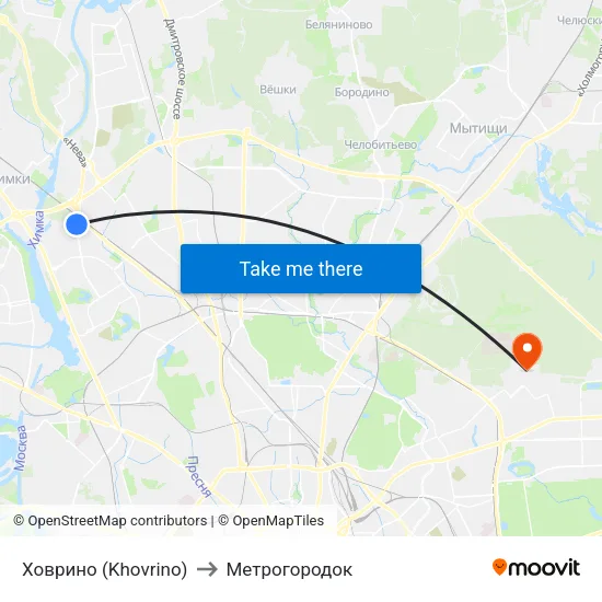 Ховрино (Khovrino) to Метрогородок map