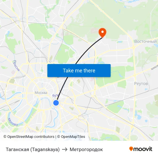 Таганская (Taganskaya) to Метрогородок map