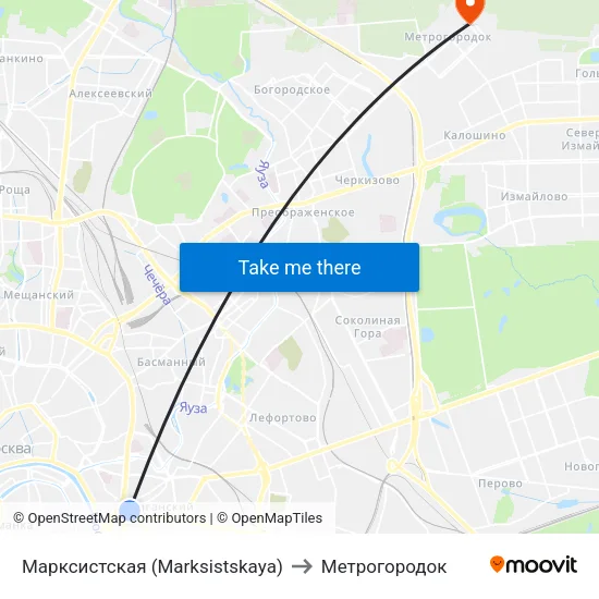 Марксистская (Marksistskaya) to Метрогородок map