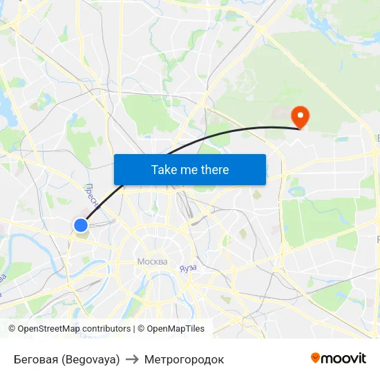 Беговая (Begovaya) to Метрогородок map