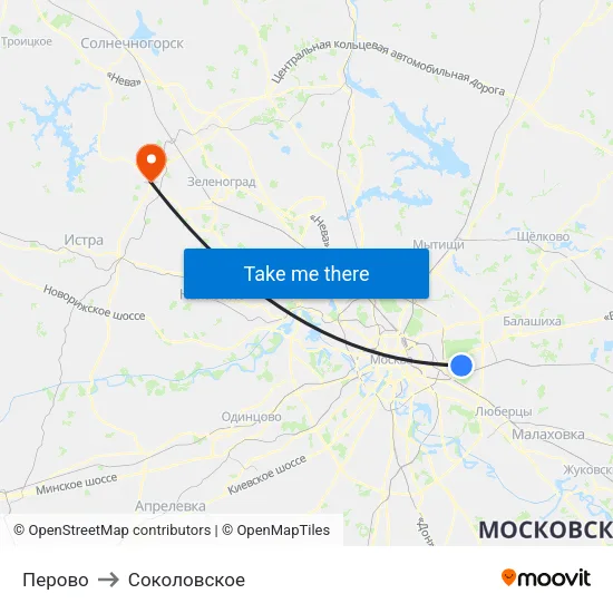 Перово to Соколовское map