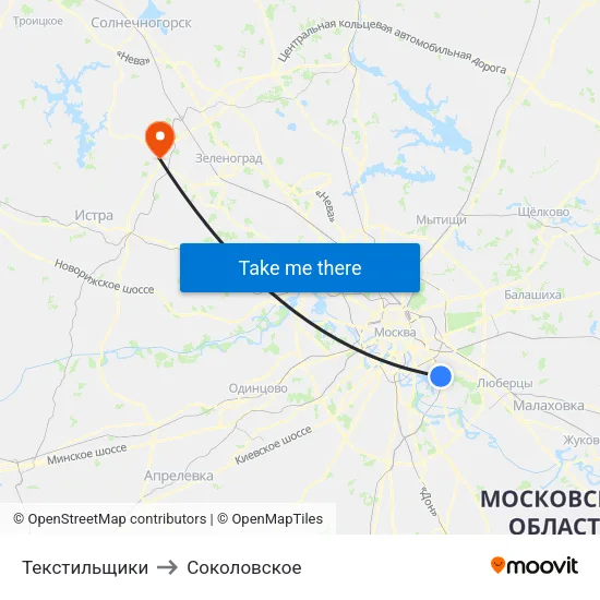 Текстильщики to Соколовское map