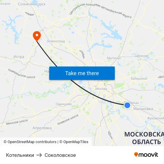 Котельники to Соколовское map