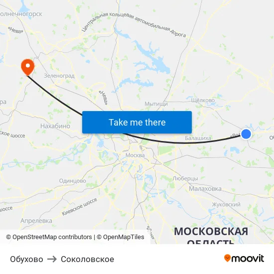 Обухово to Соколовское map