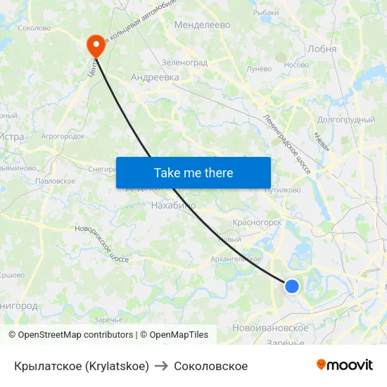 Крылатское (Krylatskoe) to Соколовское map