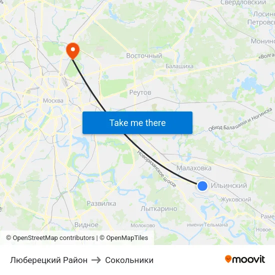 Люберецкий Район to Сокольники map