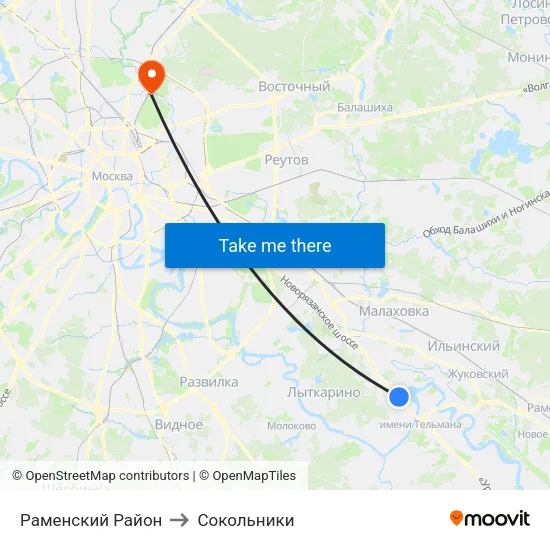 Раменский Район to Сокольники map