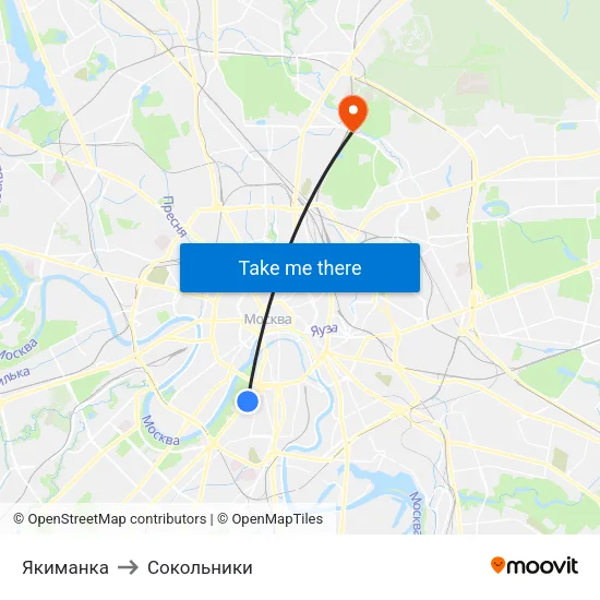 Якиманка to Сокольники map