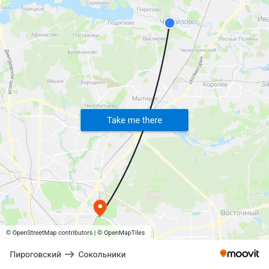 Пироговский to Сокольники map