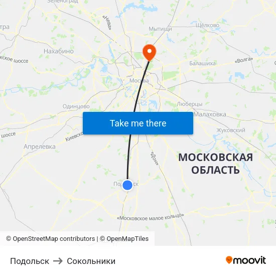 Подольск to Сокольники map