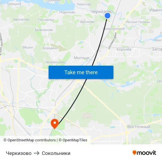 Черкизово to Сокольники map