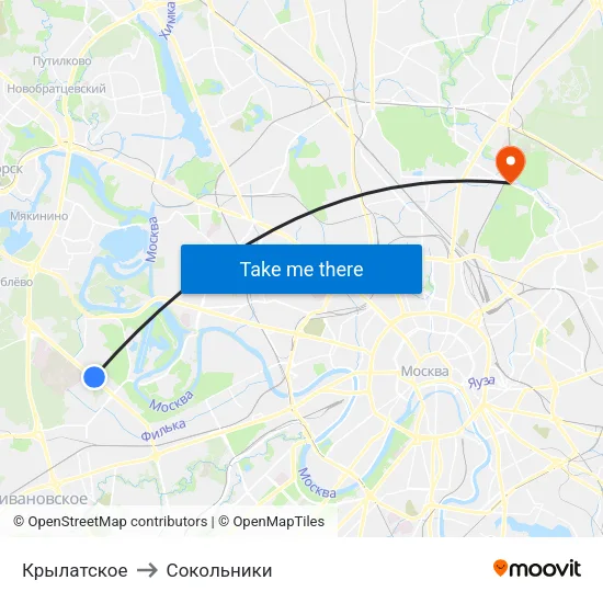 Крылатское to Сокольники map