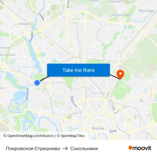 Покровское-Стрешнево to Сокольники map