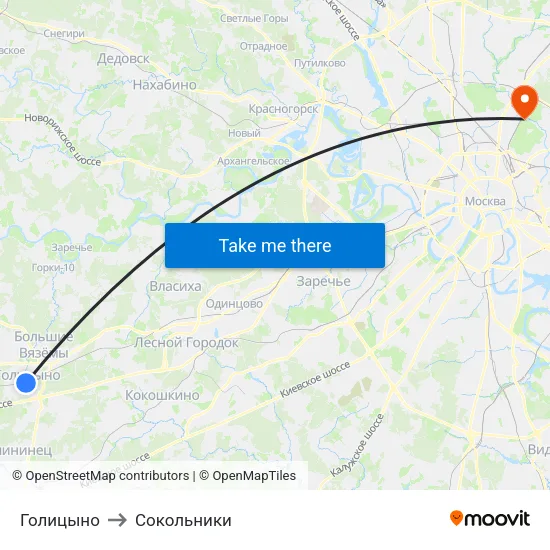 Голицыно to Сокольники map