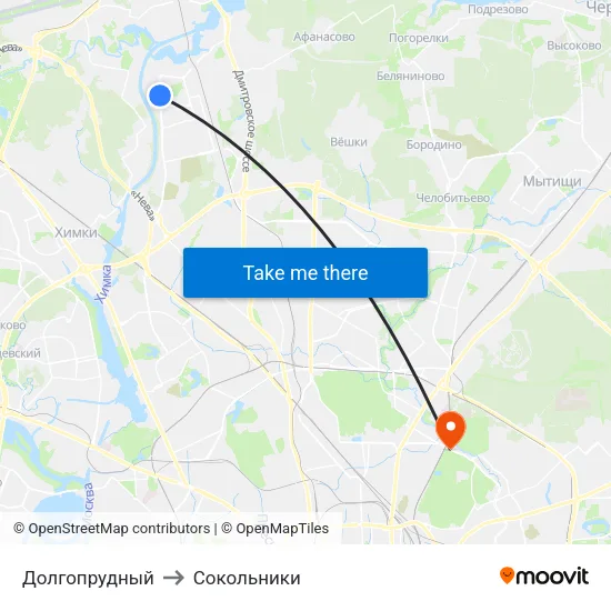 Долгопрудный to Сокольники map