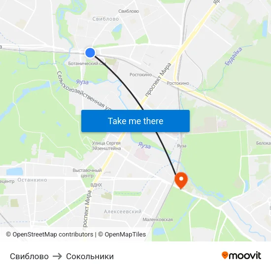 Свиблово to Сокольники map