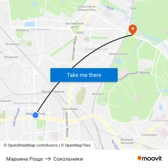 Марьина Роща to Сокольники map