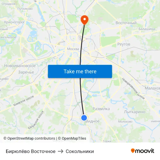 Бирюлёво Восточное to Сокольники map