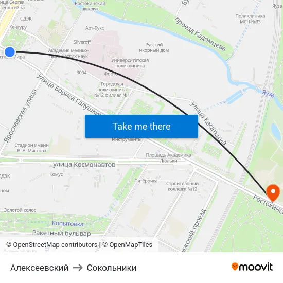 Алексеевский to Сокольники map