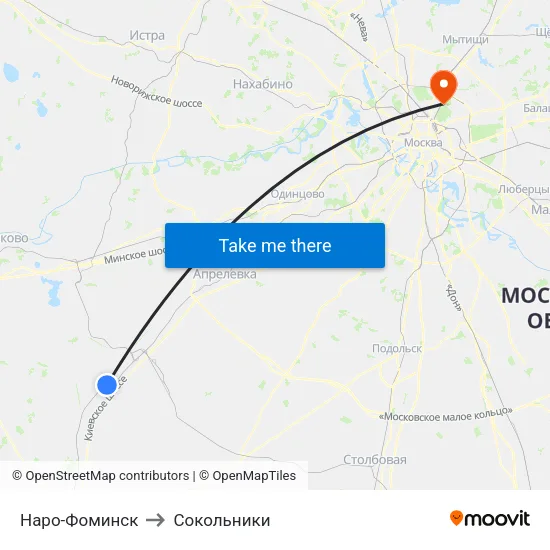 Наро-Фоминск to Сокольники map