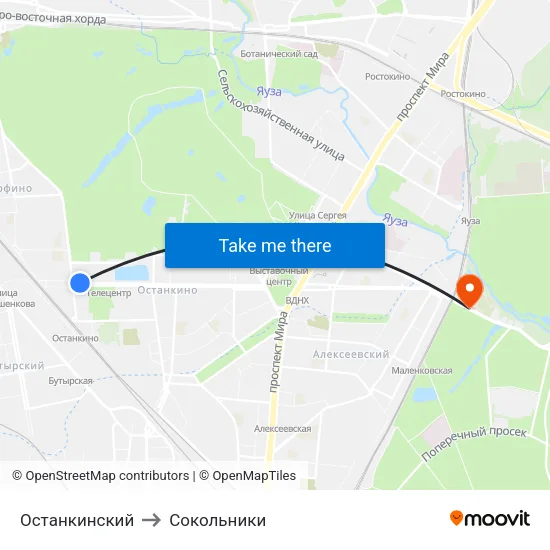 Останкинский to Сокольники map