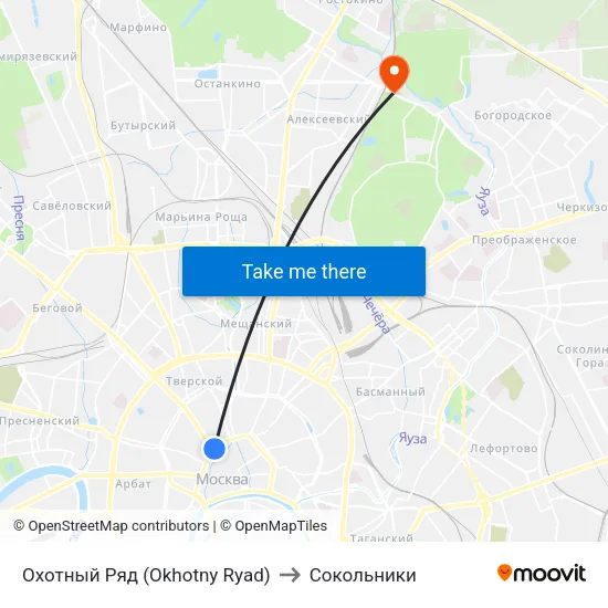 Охотный Ряд (Okhotny Ryad) to Сокольники map