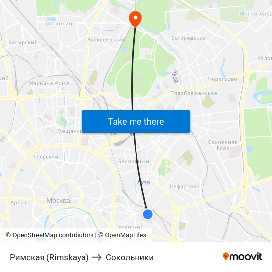 Римская (Rimskaya) to Сокольники map