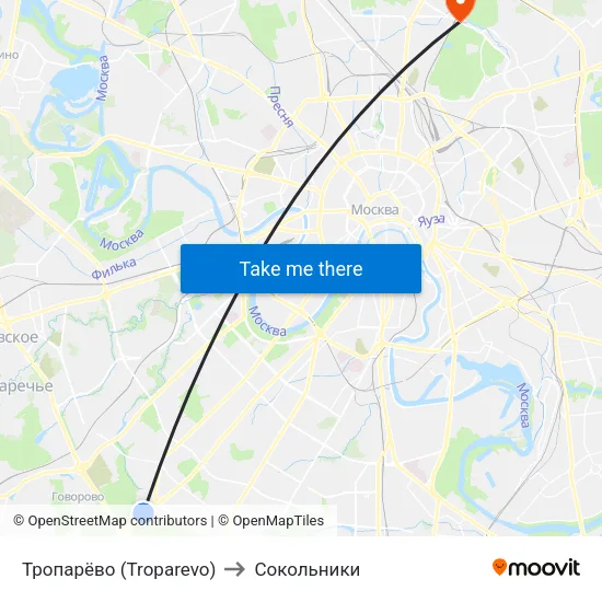 Тропарёво (Troparevo) to Сокольники map