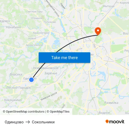 Одинцово to Сокольники map