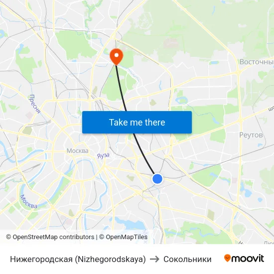 Нижегородская (Nizhegorodskaya) to Сокольники map