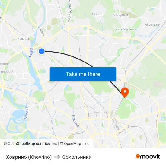 Ховрино (Khovrino) to Сокольники map