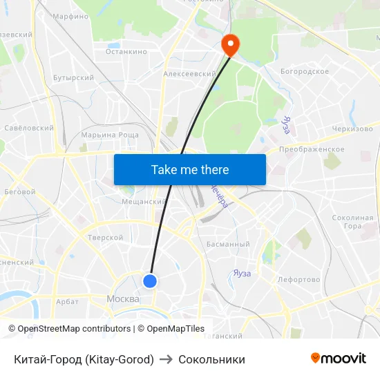 Китай-Город (Kitay-Gorod) to Сокольники map
