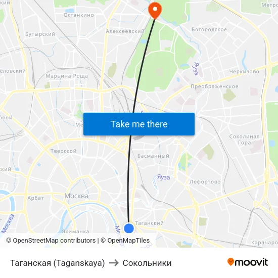 Таганская (Taganskaya) to Сокольники map
