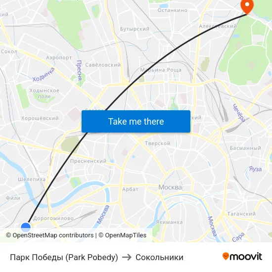 Парк Победы (Park Pobedy) to Сокольники map