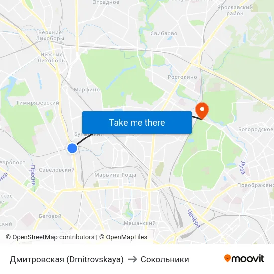 Дмитровская (Dmitrovskaya) to Сокольники map
