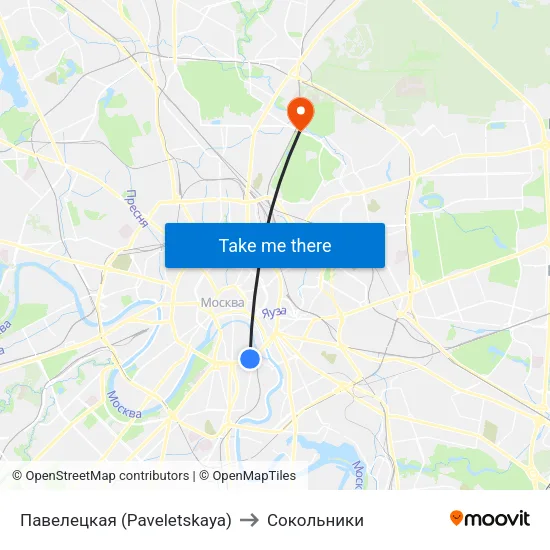 Павелецкая (Paveletskaya) to Сокольники map