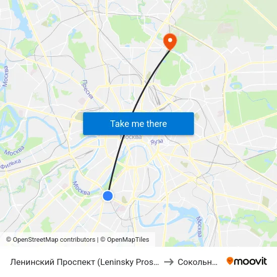 Ленинский Проспект (Leninsky Prospekt) to Сокольники map
