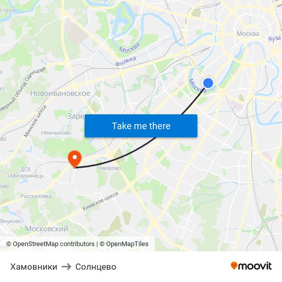 Хамовники to Солнцево map