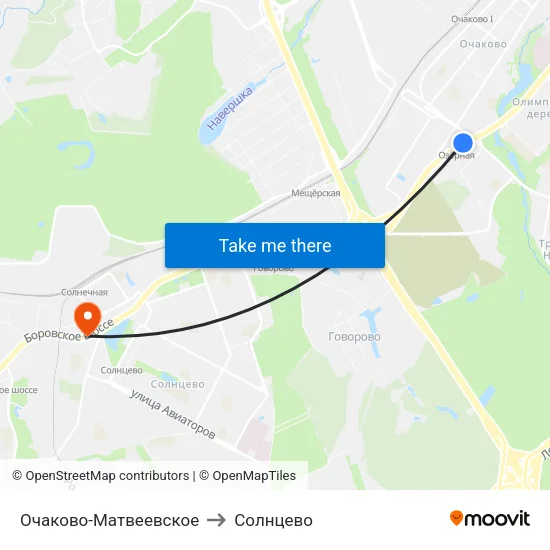 Очаково-Матвеевское to Солнцево map